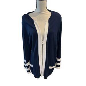 ⭐️ Women’s Piccadilly Nautical Navy / White Cardigan Sweater Size XL Grannycore